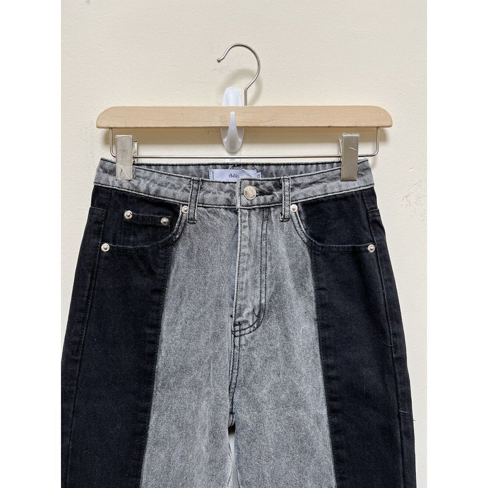 Adika New Nori Color Block Black Gray Mom High Rise Crop Jean Size XS - Picture 6 of 12